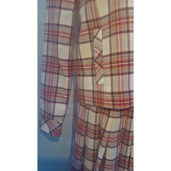Pendleton long pleated wool tartan plaid skirt suit blazer jacket coat 8 8P S - Picture 8 of 12